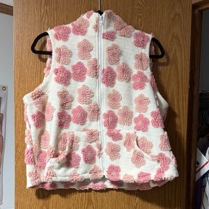 Floral Sherpa Vest in Pink and Cream